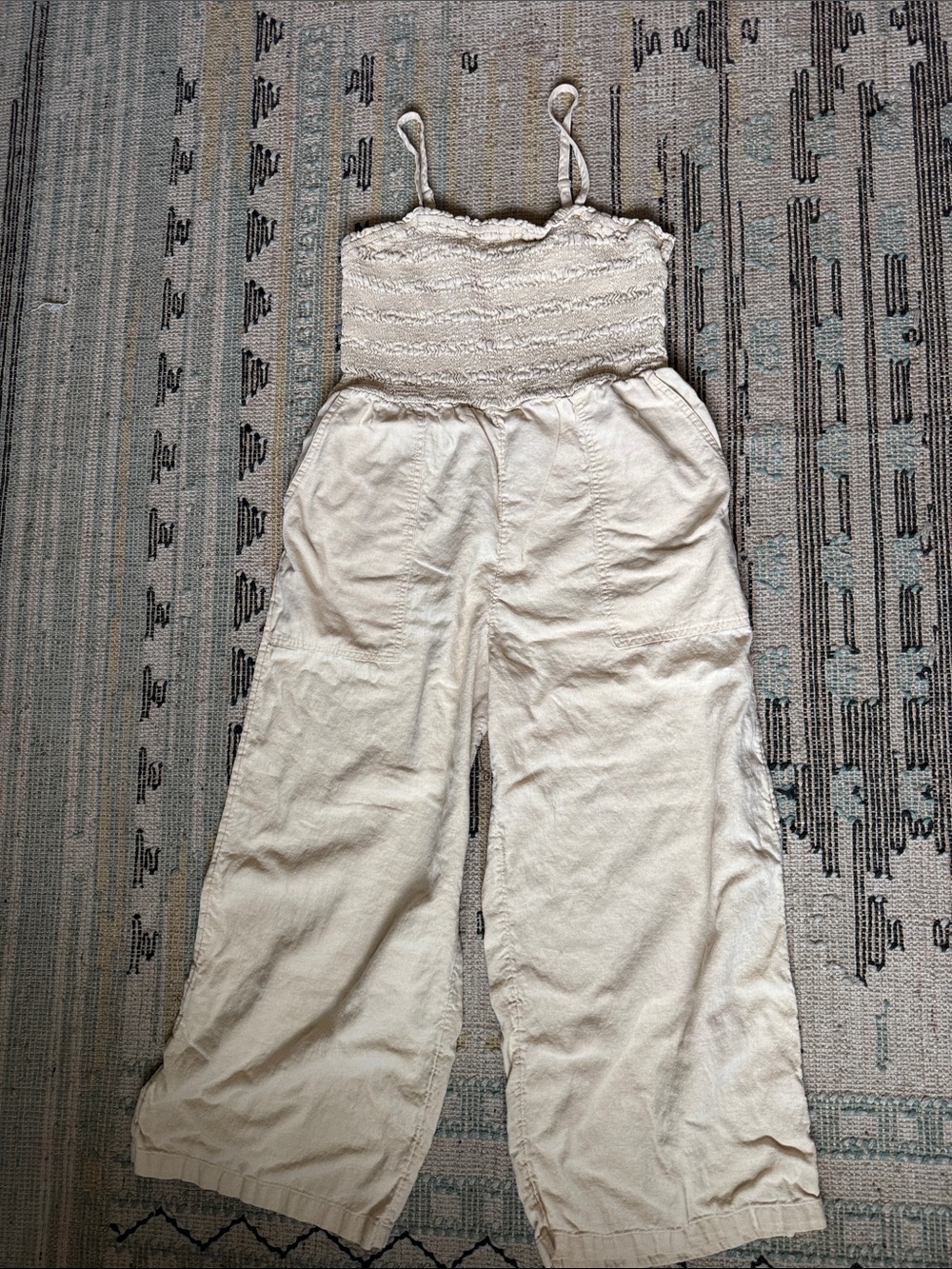 Universal Thread Cream Wide-Leg Strap Jumpsuit